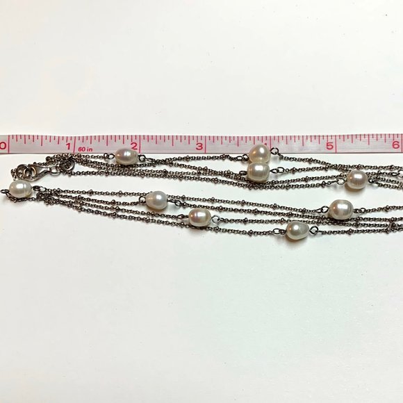 925 STER. & FRESHWATER PEARL 62" NECKLACE 💝 - Picture 6 of 8